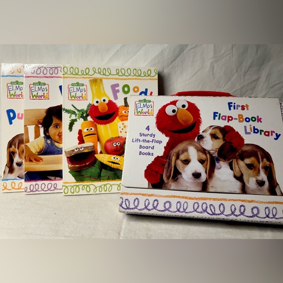 123 Sesame Street Elmo’s World First Flap-Book Library with 3 Sturdy Board Books - Picture 1 of 7